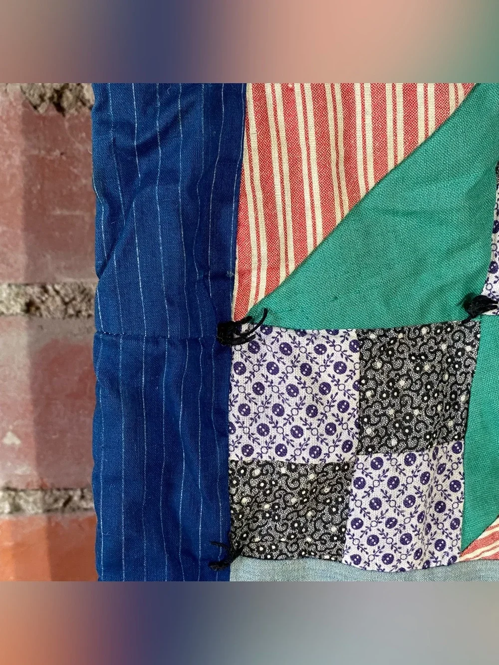 Vintage Patchwork Tie Cutter Quilt 70” x 90”